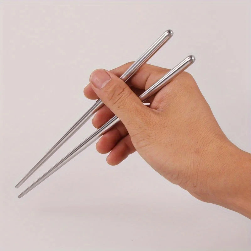 5 Pairs Square Stainless Steel Chopsticks – Non-Slip & Dishwasher Safe Stainless Steel Chopsticks Babs