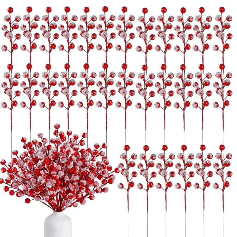 Artificial Holly Berry Picks & Snow Spray Stems | Christmas Decor Christmas Berry Picks Babs