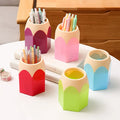 Pencil-Shaped Pen Holder – Cute Colorful Desktop Organizer Desktop Pen Holder Babs Random color 5PCS