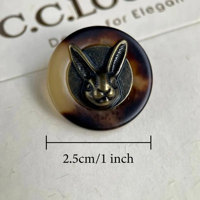 6 Pcs 25mm Vintage Rabbit Head Antique Brass Shank Buttons Metal Shank Buttons Babs