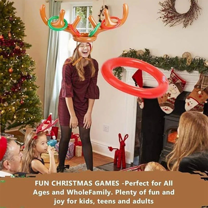 Christmas Inflatable Reindeer Antler Ring Toss Game – Xmas Fun Holiday Party Game Babs
