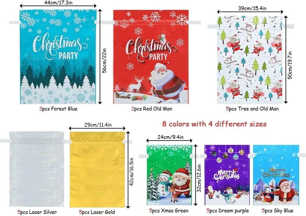 Christmas Drawstring Gift Bags for Candy, Cookies & Presents Christmas Gift Bags Babs