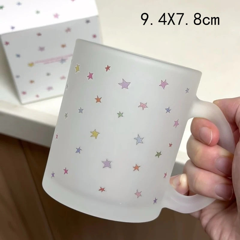 Star Pattern Glass Mug with Handle | Coffee & Milk Cup Glass Coffee Mug Babs