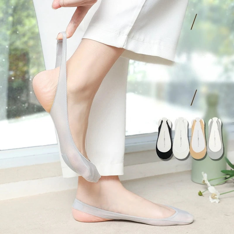 Women's Invisible No-Show Socks – Ice Silk Silicone Non-Slip No-Show Boat Socks Babs