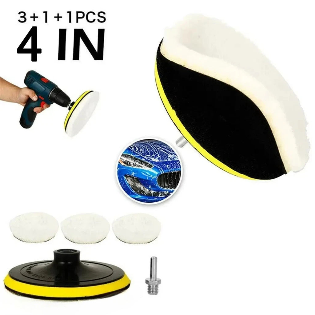 3" Microfiber Car Polishing Buffing Set with Drill Backing Plate Car Polishing Kit Babs WHITE