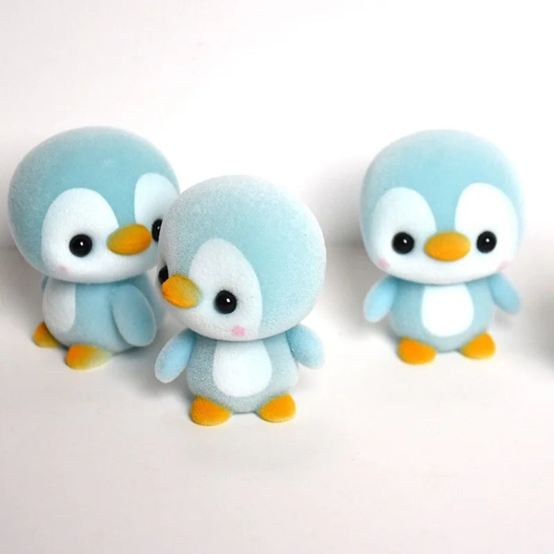 Mini Flocked Kawaii Penguin Doll – 5.5CM PVC Toy, 4 Colors Collectible Figurine Babs