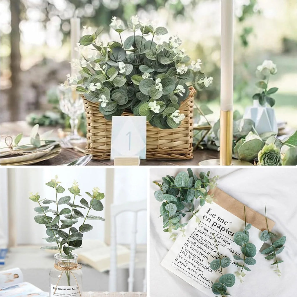 Artificial Eucalyptus Leaf Stems 5/10/20 Pcs – Wedding Home Decor Artificial Plant Stems Babs
