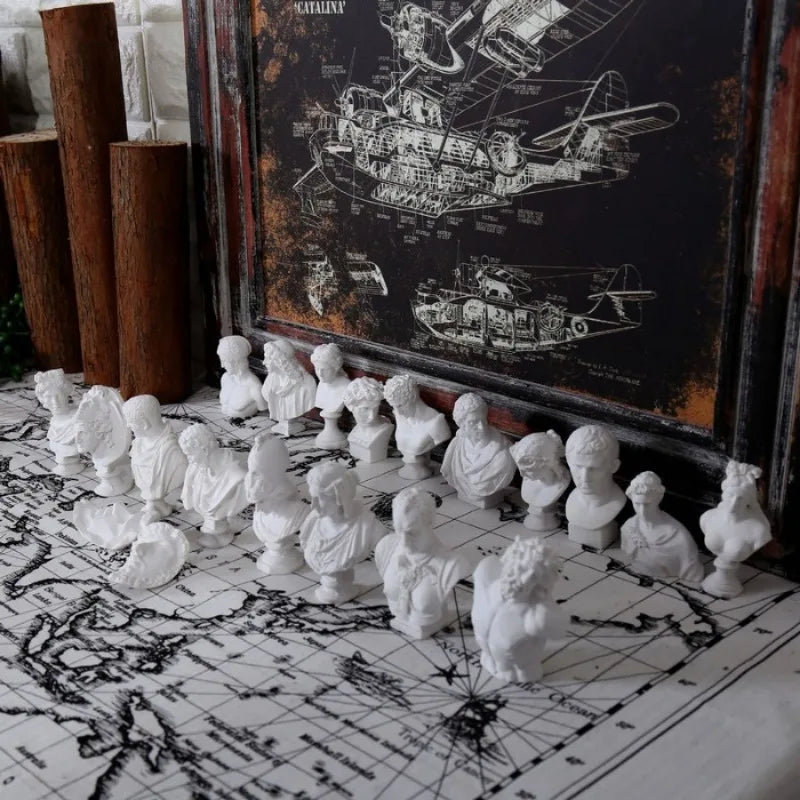 10-Pc Mini Greek Bust Figurines Resin Sketch Statues Home Decor Decorative Figurine Set Babs
