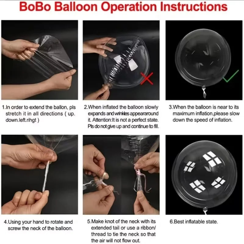 10pcs Transparent Bobo & Heart Balloons for Parties & Weddings Party Balloons Babs