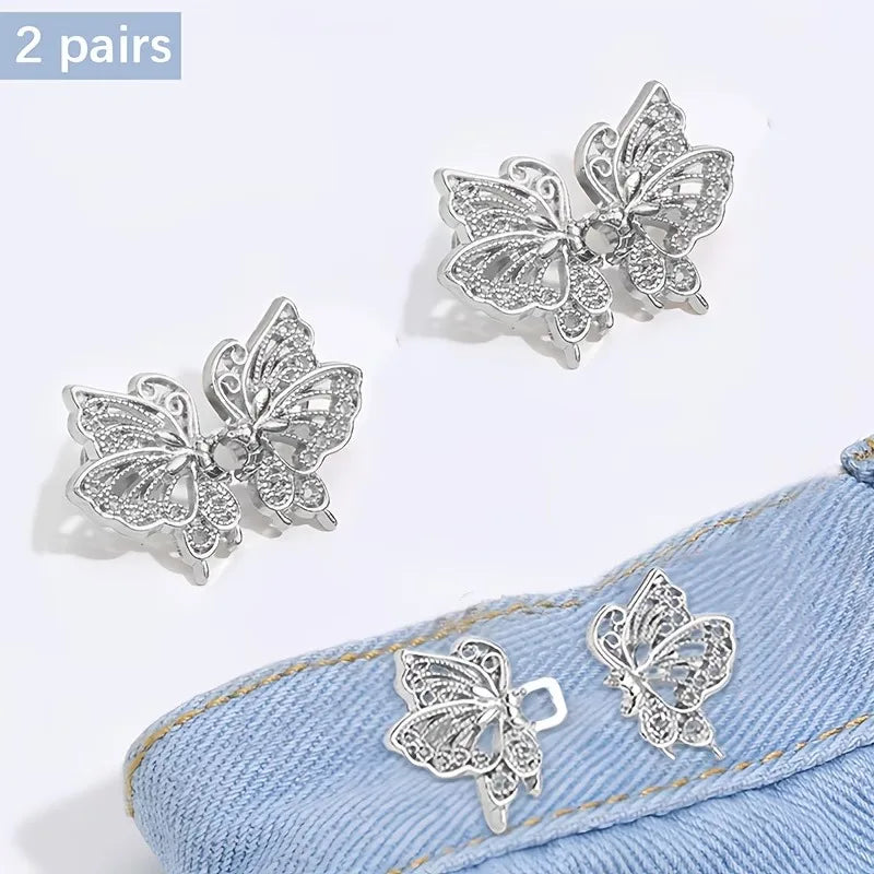 Butterfly Waist Adjuster Button – No-Sew Metal Clip for Pants Clothing Fastener Clip Babs