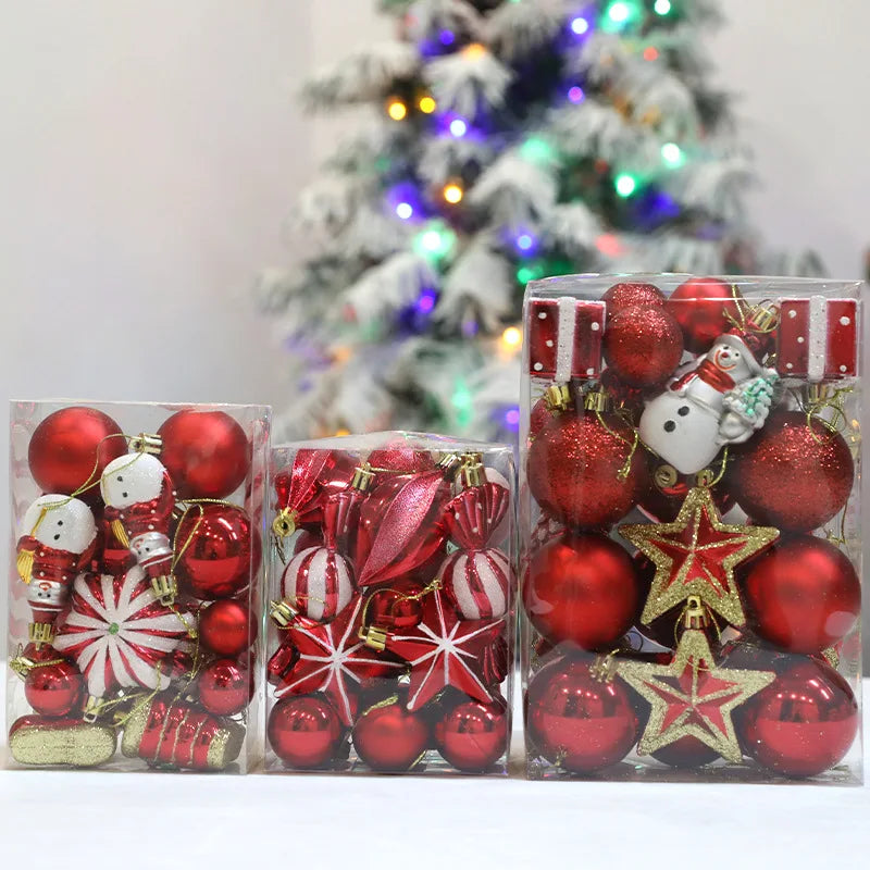 Red Christmas Tree Ball & Candy Cane Ornament Set | Big Pendants Christmas Ornament Set Babs