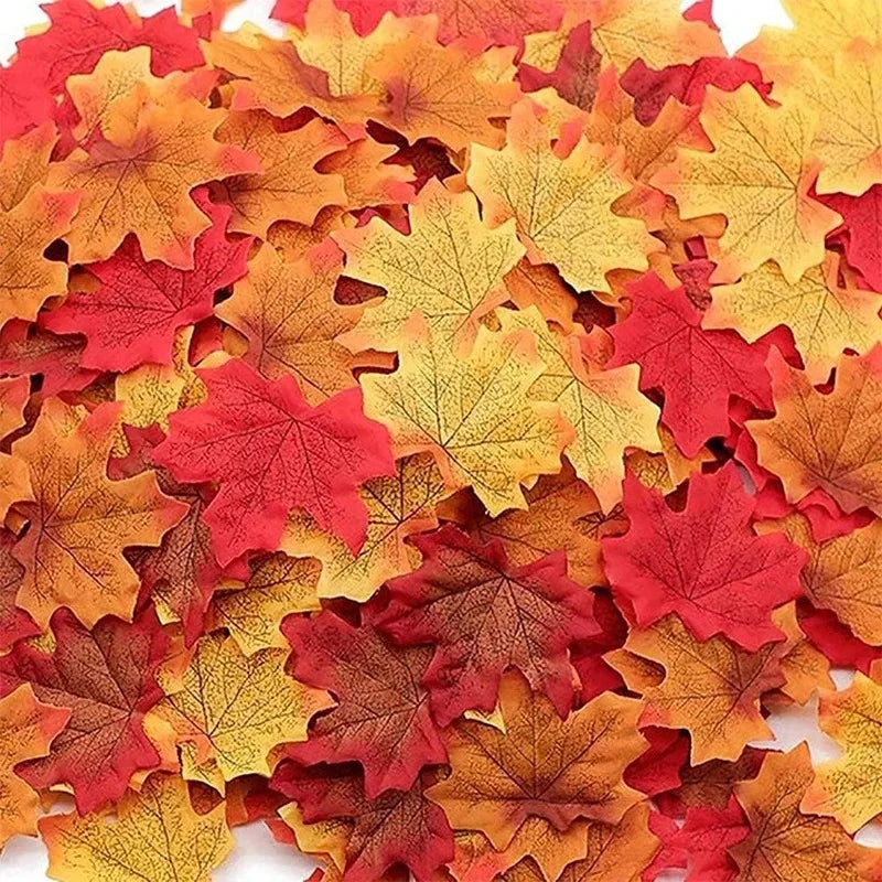 Artificial Silk Maple Leaves 50/100Pcs – Fall Party Decor Artificial Fall Leaves Babs Mixing 200Pcs