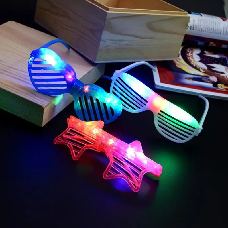 LED Blinking Cartoon Glow Glasses – 20pcs Party Pack LED Party Glasses Babs