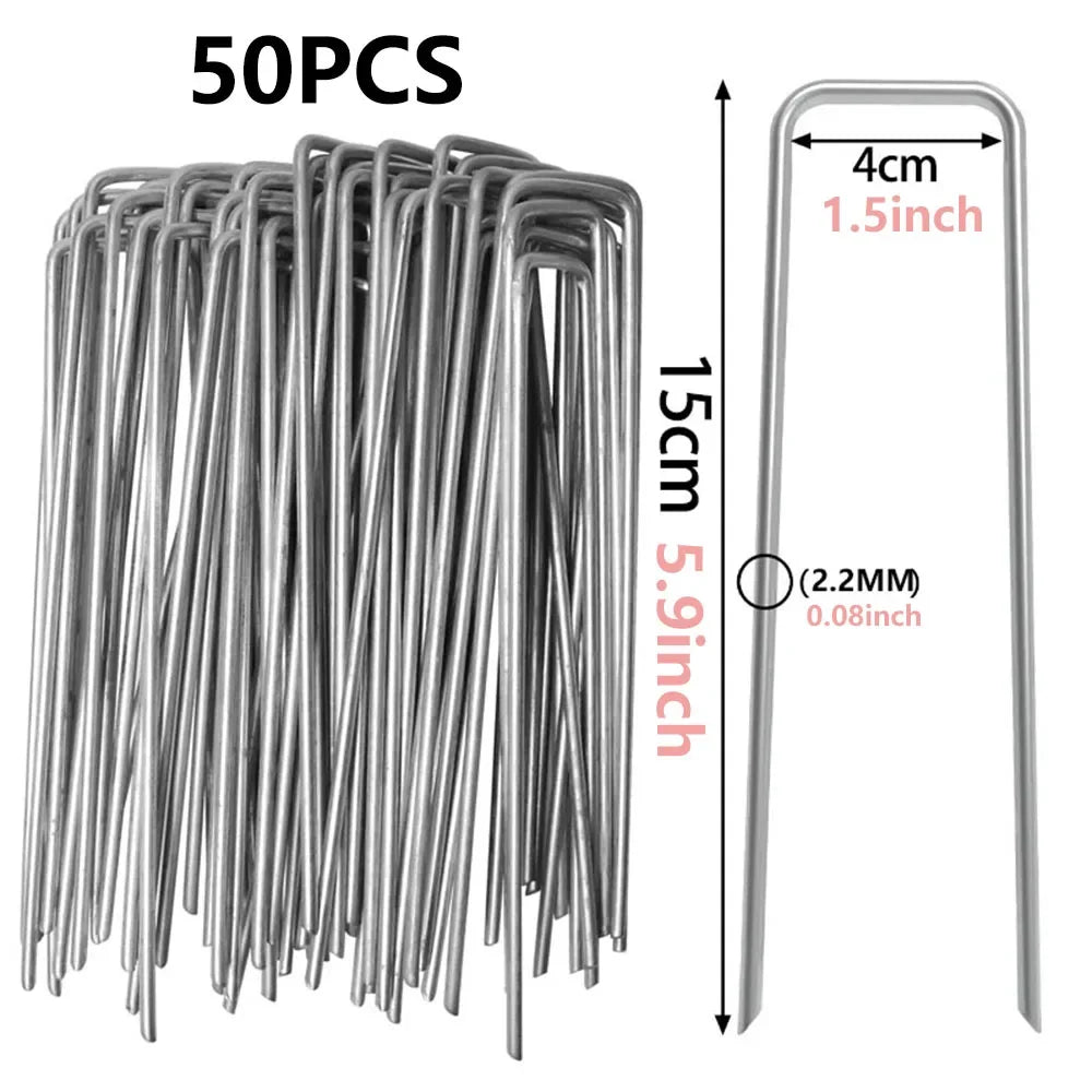 50-Pack U-Shaped Garden Stakes Heavy-Duty Landscape Nails Garden Stakes Babs 15X4CM50pcs