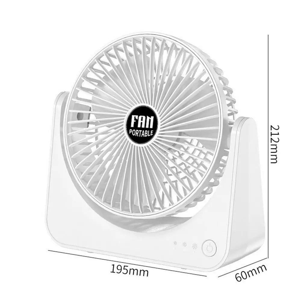 USB Rechargeable Mini Desk Fan – 3 Speed, Quiet & Portable Portable Desk Fan Babs White