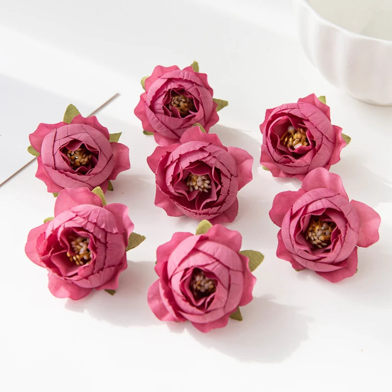 Silk Artificial Rose Flower Heads – Wedding & DIY Decor Artificial Flower Heads Babs Rose Red 10pcs