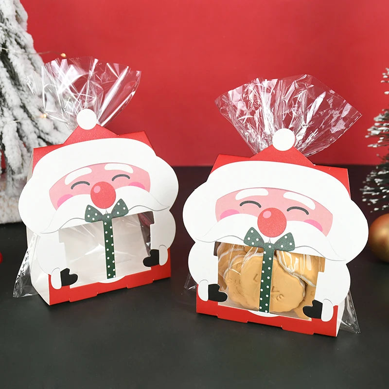 Christmas Santa Claus Cookie Candy Gift Boxes 8/16Pcs Holiday Gift Packaging Babs