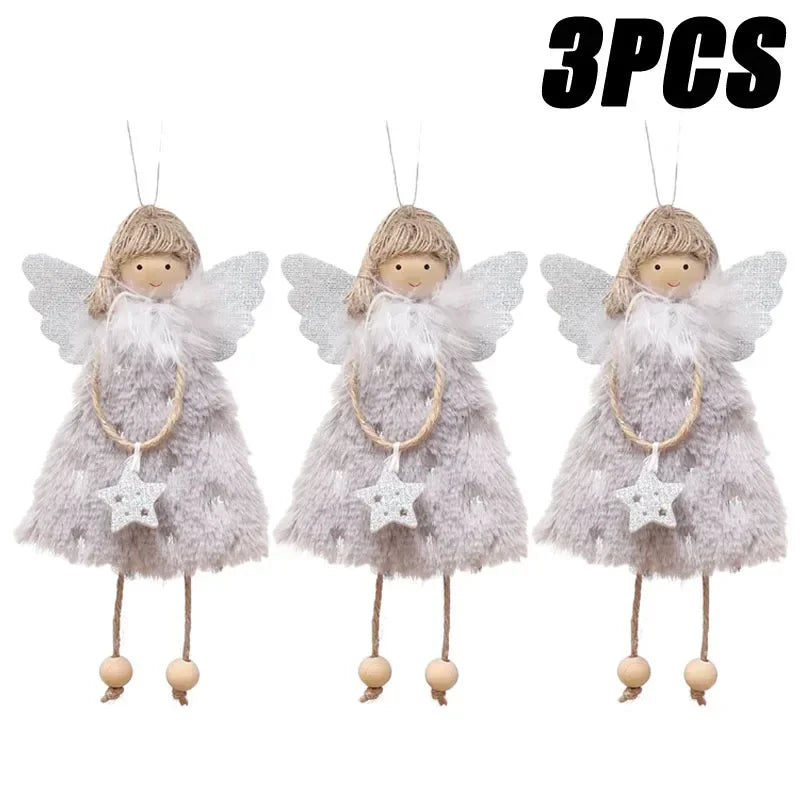 Christmas Angel Girl Doll Ornament – Festive Tree Hanging Decor Christmas Tree Ornament Babs Gray 3PCS