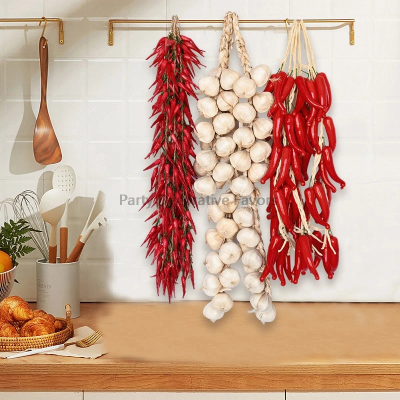Artificial Foam Vegetable Wall Hanging Decor – Chili, Garlic & Pumpkin Artificial Vegetable Decor Babs