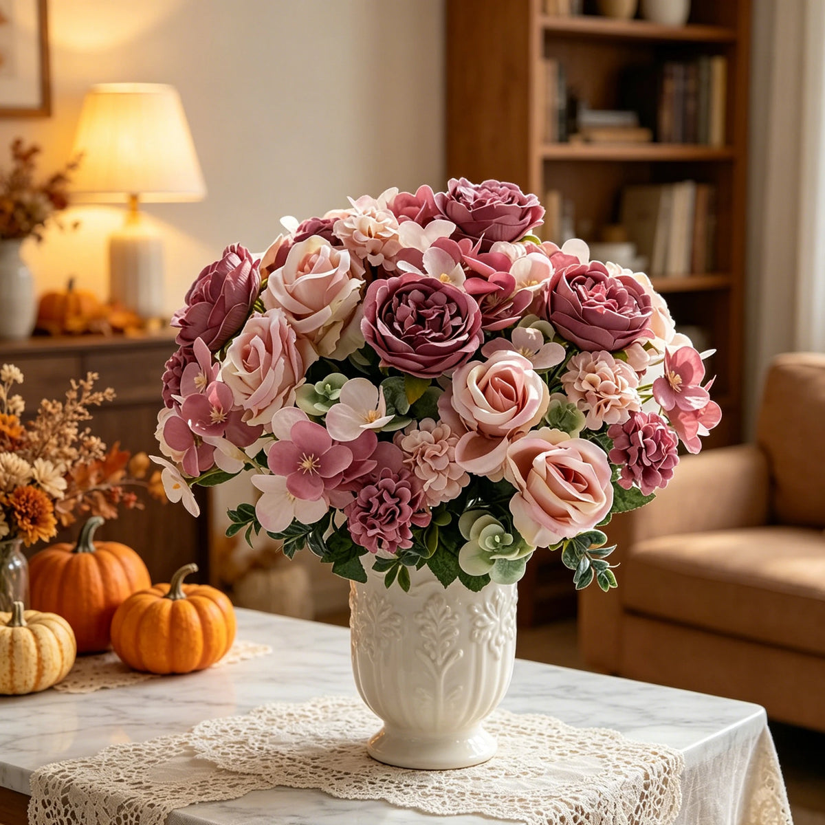 Silk Artificial Peony Rose Hydrangea Bouquet | Wedding & Home Décor Artificial Flower Bouquet Babs