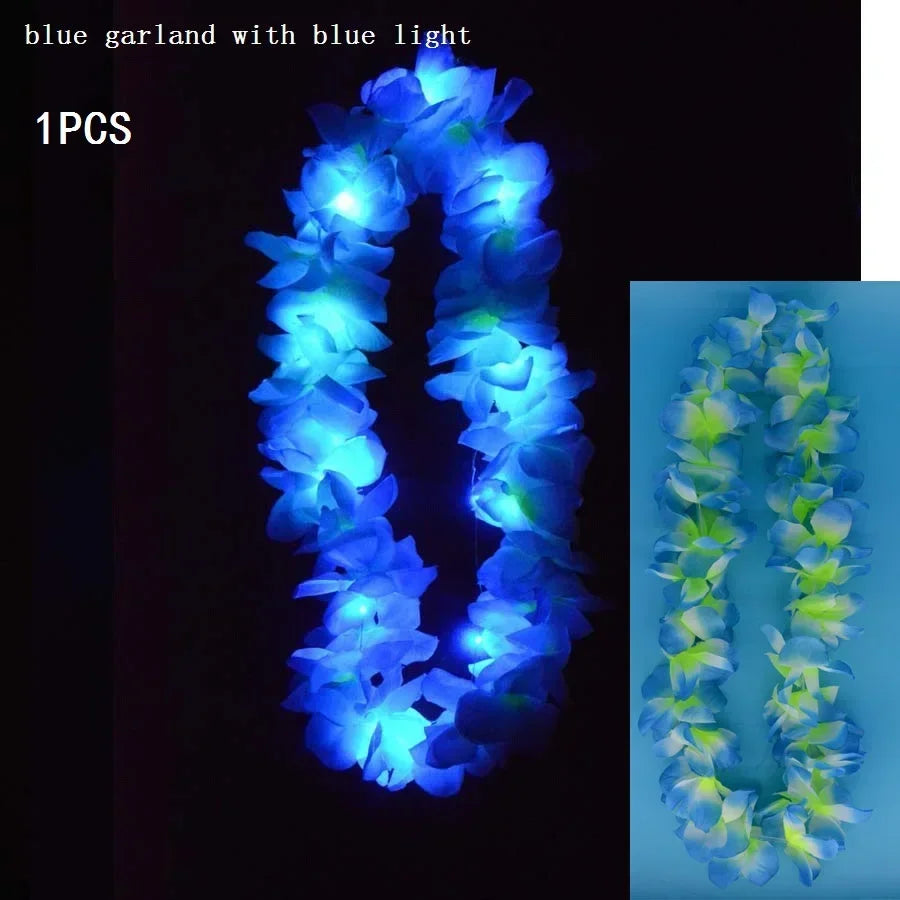 LED Hawaiian Leis Flashing Flower Necklace for Parties LED Party Necklace Babs 4 thick necklace
