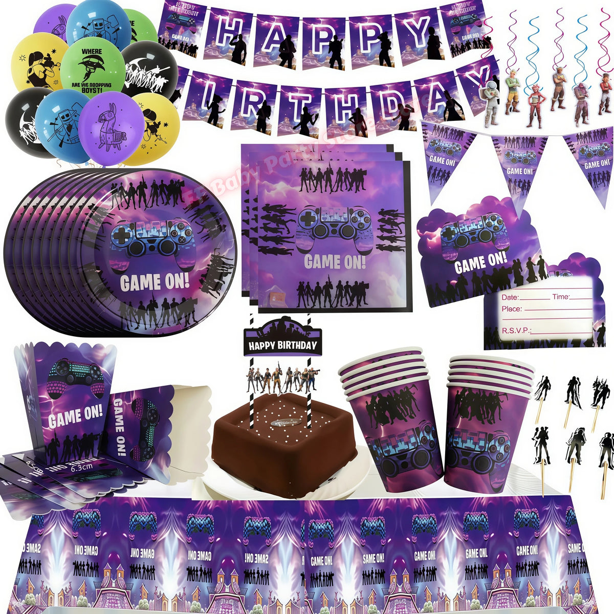 Video Game Birthday Party Supplies – Tableware, Balloons & Decor Party Tableware Set Babs