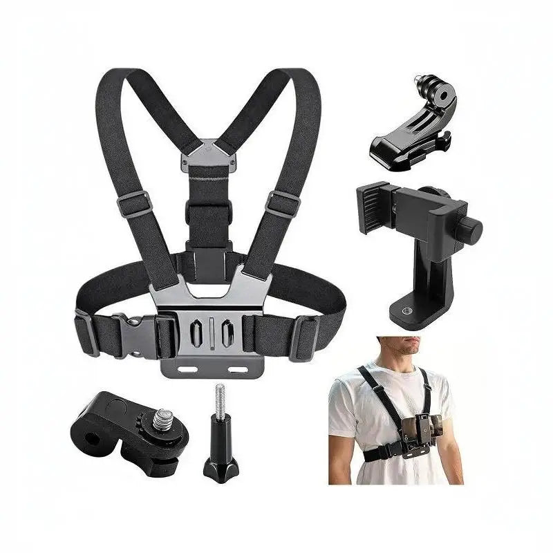 Chest Strap Mount Harness for Phone & Action Camera – 360° Camera Chest Mount Babs