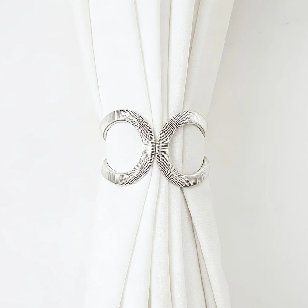 2pcs Metal Curtain Tiebacks – Modern Geometric Buckles Curtain Tiebacks Babs