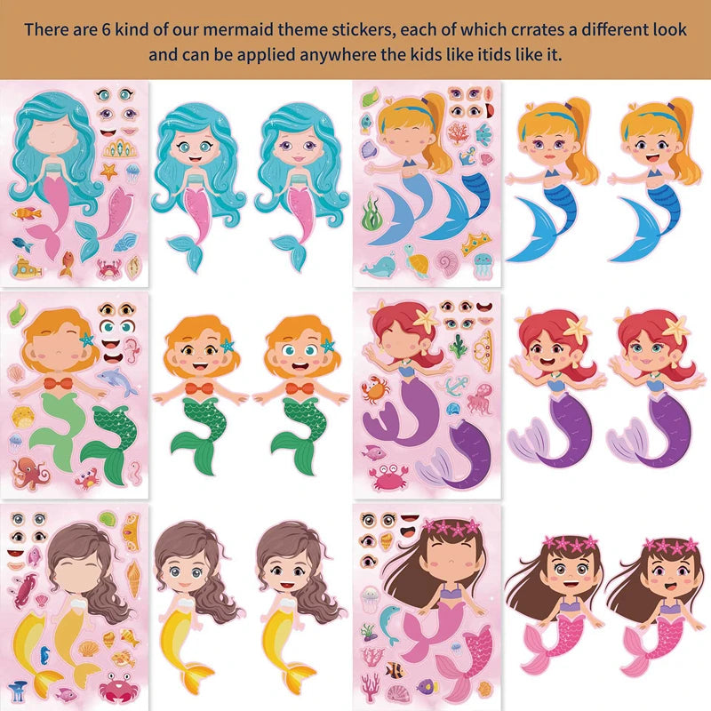 Little Mermaid DIY Puzzle Stickers – Kids Party Favors Kids Party Stickers Babs