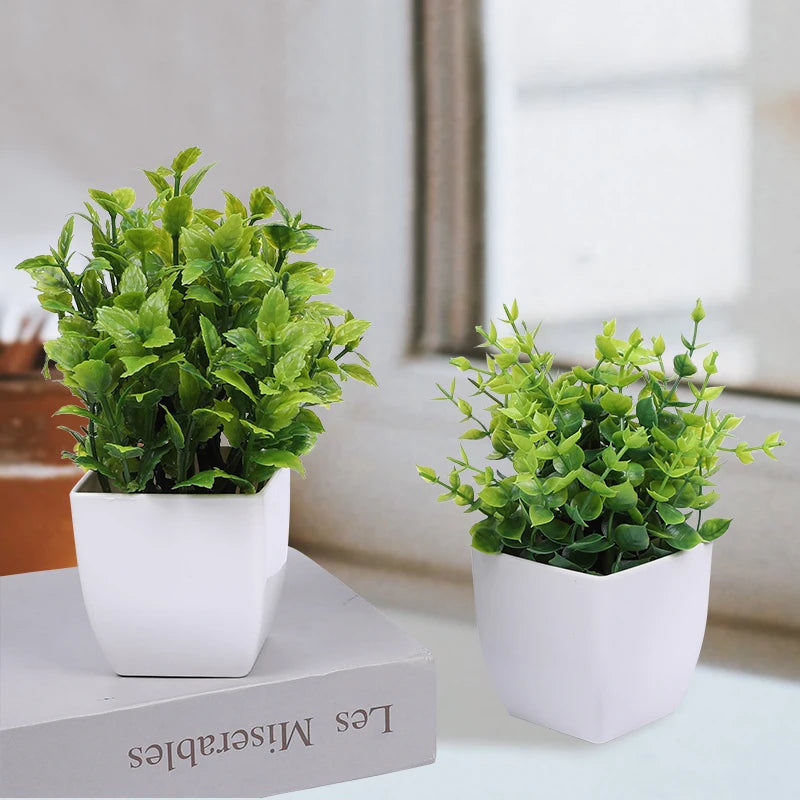 Mini Artificial Eucalyptus Bonsai Potted Plant – Home & Office Artificial Potted Plant Babs