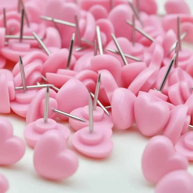 Heart Shape Thumbtacks 50-Pack – Colored Cork Board Pushpins Decorative Pushpins Babs