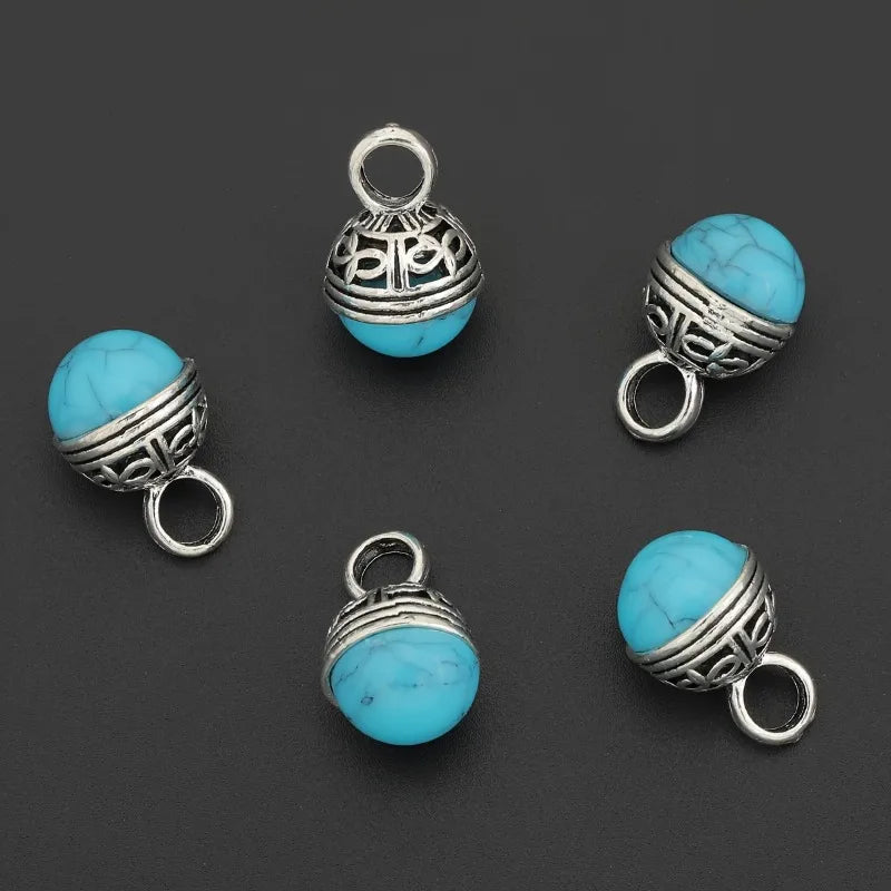 4pcs Vintage Blue Turquoise Hollowed-Out Pendant Set | DIY Jewelry Pendant Set Babs