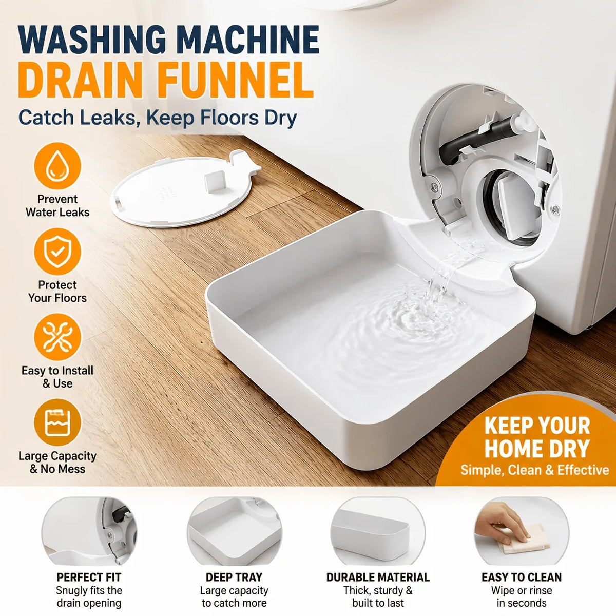 Washing Machine Drain Pan Anti-Splash Drip Tray | Spill Guard Washing Machine Drain Pan Babs