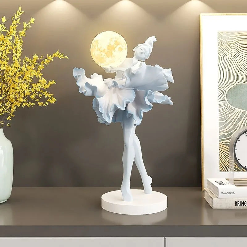 Ballet Girl Sculpture Figurine with Light | Modern Resin Art Decorative Figurine Babs