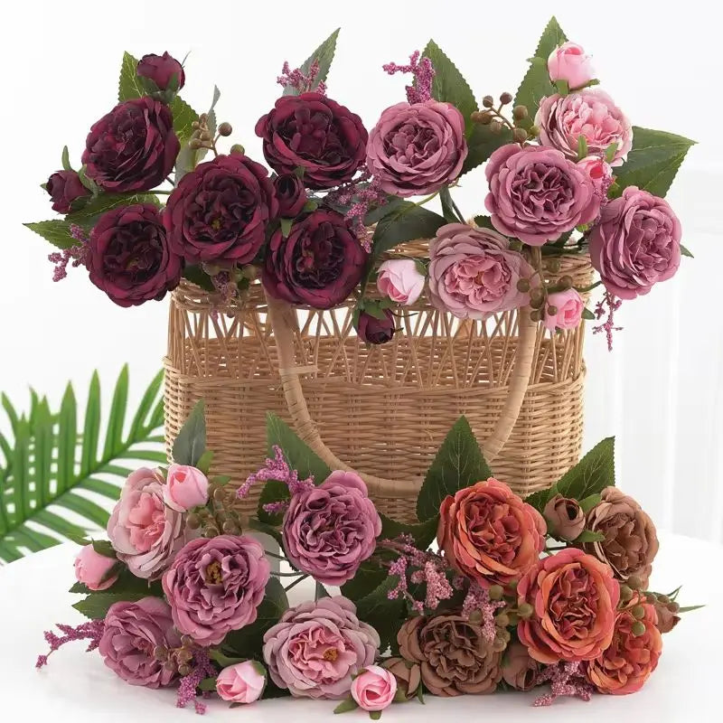 Artificial Silk Peony Rose Bouquet – Wedding & Home Décor Artificial Flower Bouquet Babs