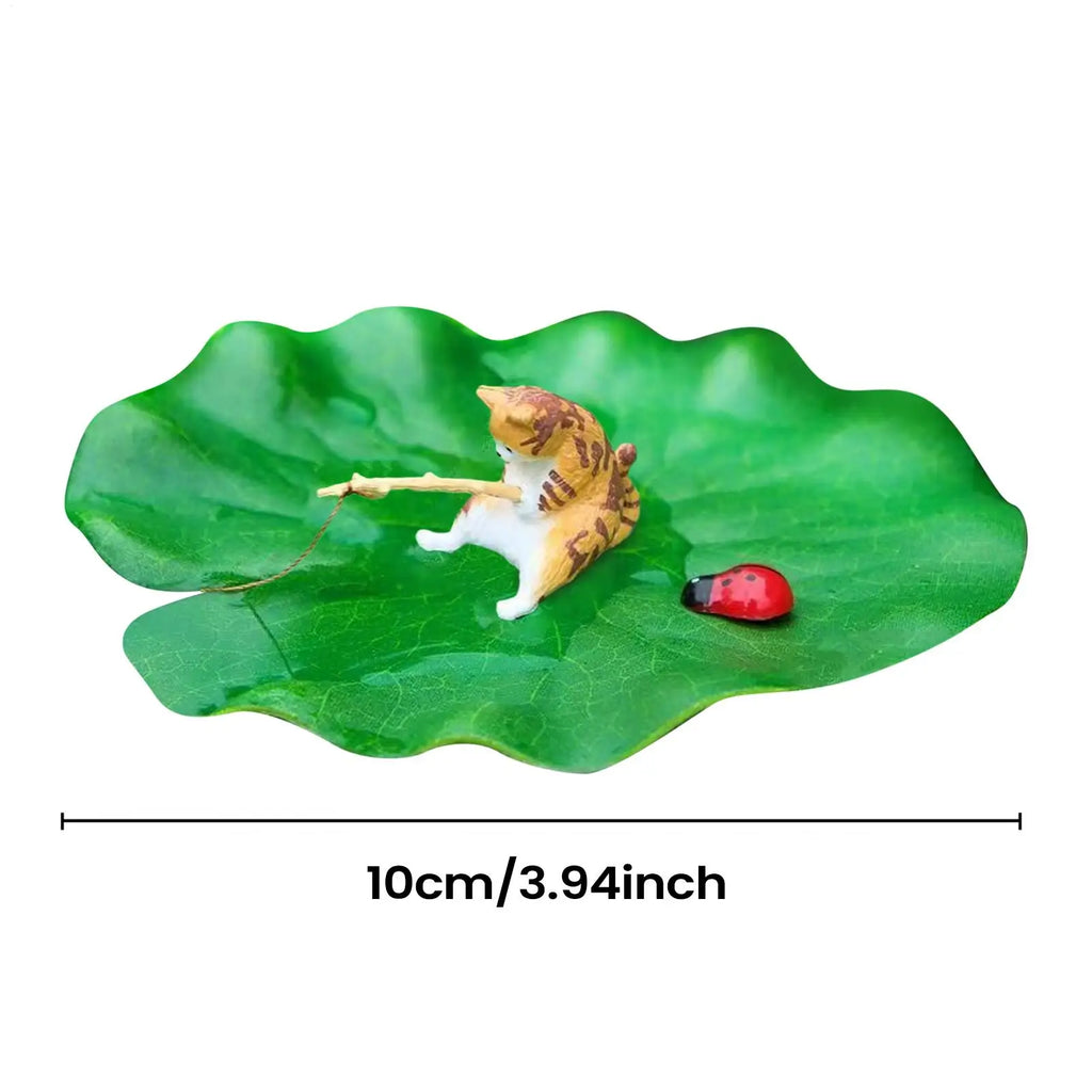 Lily Pad Fishing Cat Floating Aquarium Ornament | Resin Aquarium Ornament Babs