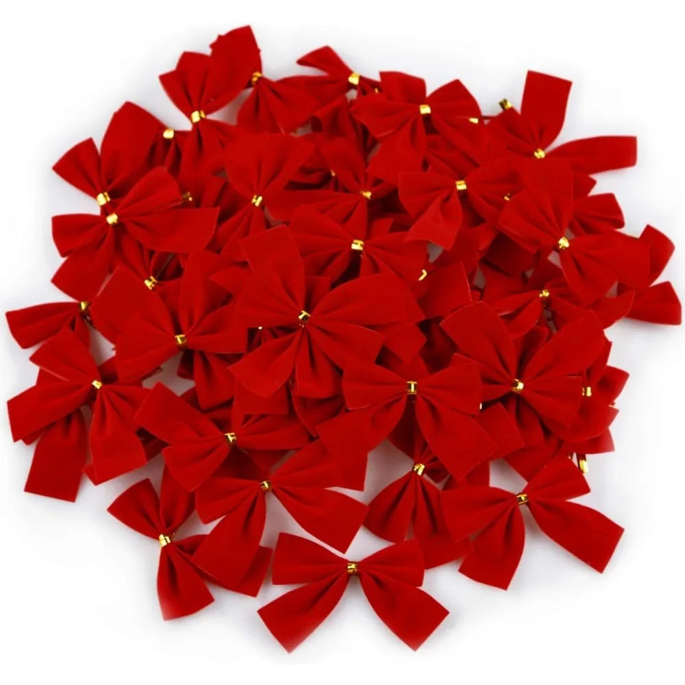 Mini Christmas Bows 12/24/36 Pcs – Red & Gold Xmas Bowknots Christmas Bow Ornaments Babs