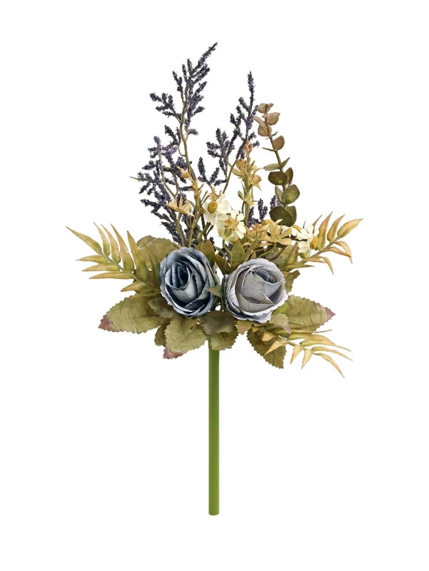 Silk Rose Artificial Flower Bouquet – Wedding & Home Décor Artificial Flower Bouquet Babs Blue 1 PC