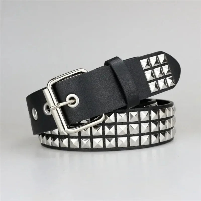 Punk Pyramid Rivet Belt – Unisex Y2K PU Leather Jeans Belt Punk Rivet Belt Babs