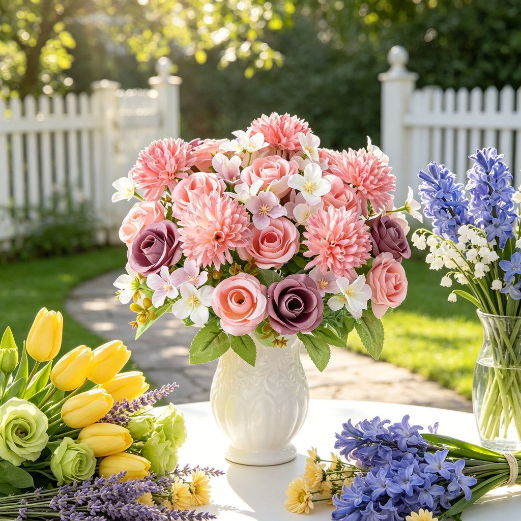 Artificial Silk Hydrangea Rose Bouquet | Wedding Home Décor Artificial Flower Bouquet Babs