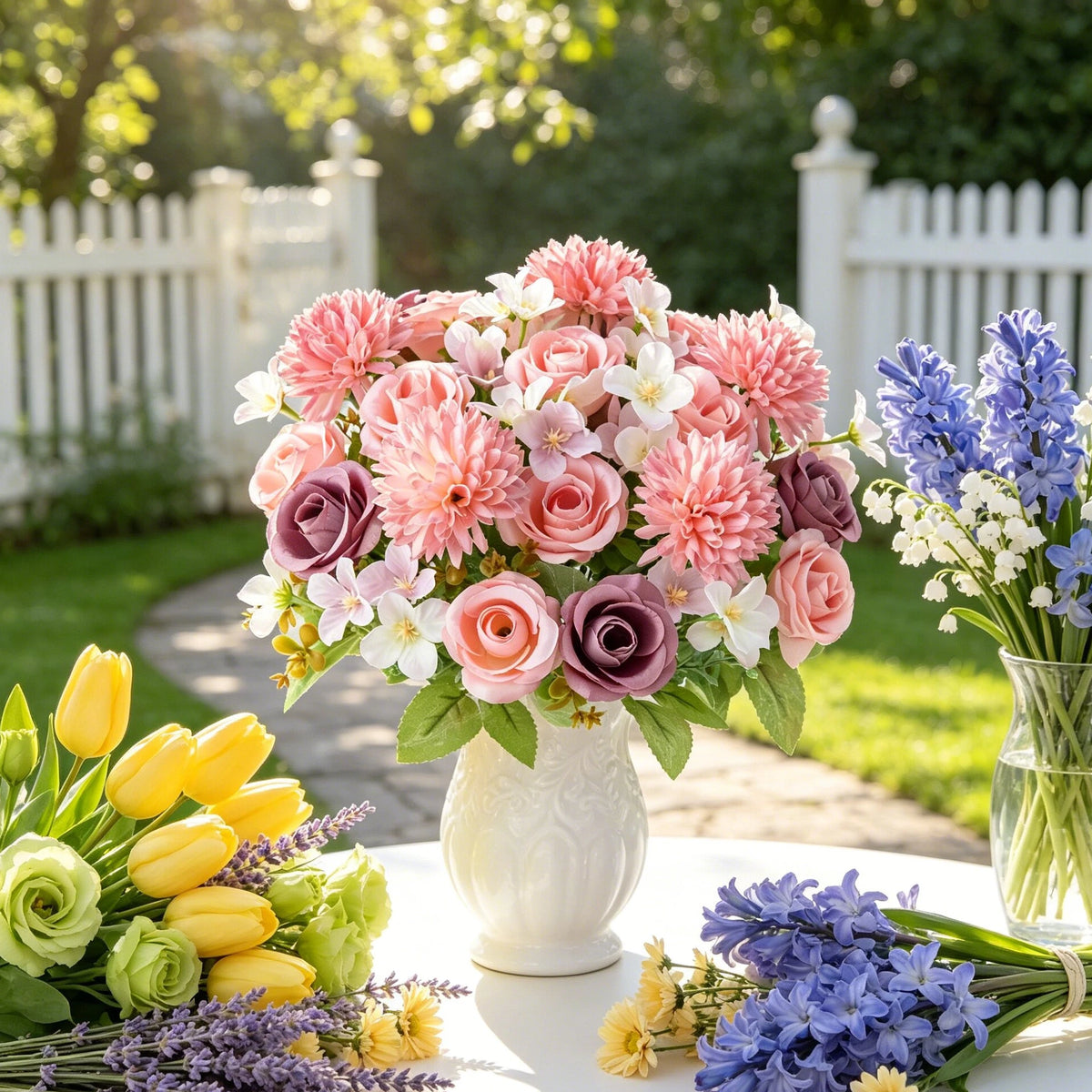 Artificial Silk Hydrangea Rose Bouquet | Wedding Home Décor Artificial Flower Bouquet Babs