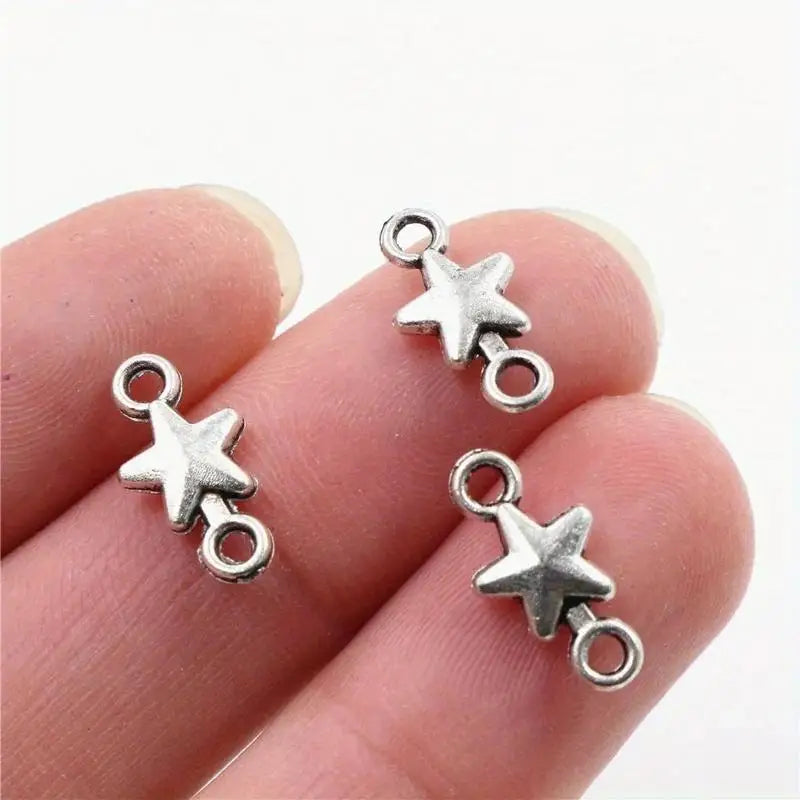 100Pcs Mini Star Connector Charms for DIY Bracelet & Necklace Jewelry Making Charms Babs