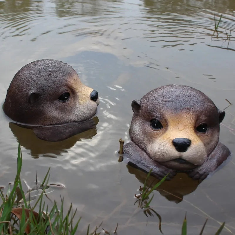 Floating Otter Head Resin Statue – Garden & Pond Ornament Garden Pond Statue Babs