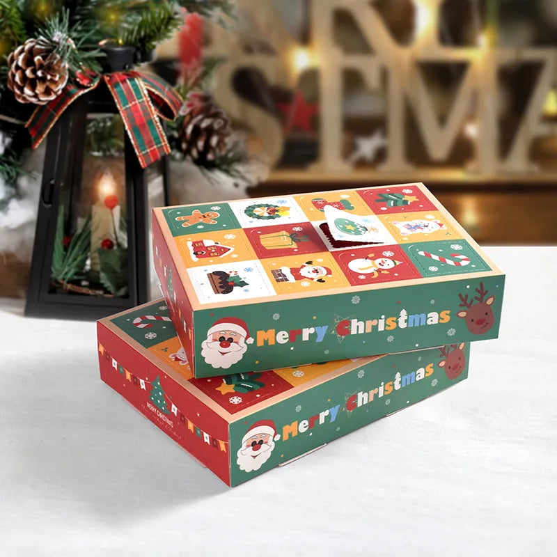 2Pcs 12-Grid Kids Christmas Countdown Advent Calendar Gift Box DIY Advent Calendar Box Babs 2pcs 17.2x13x4cm
