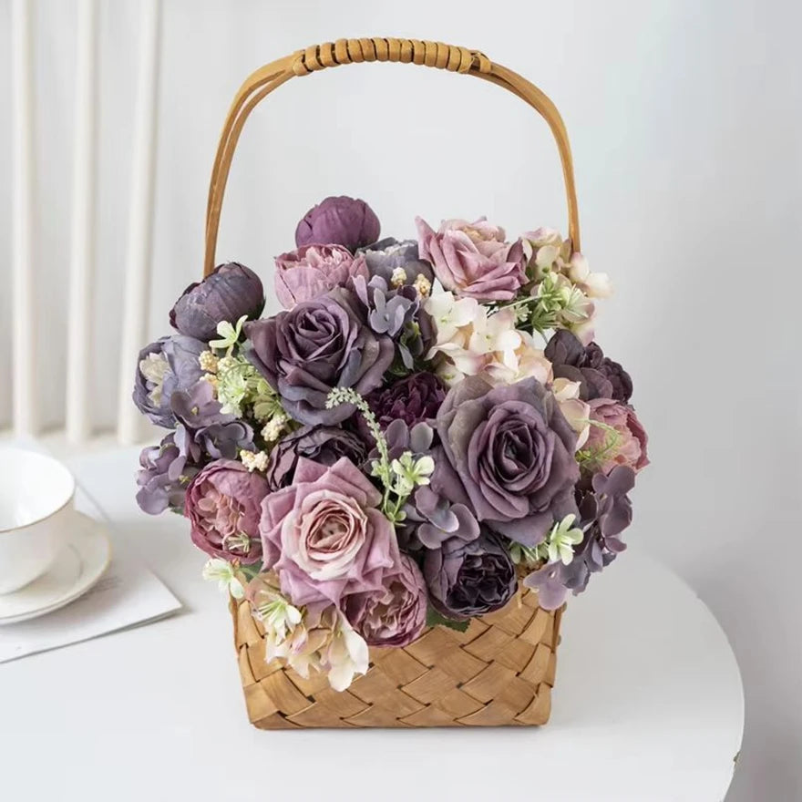 Silk Artificial Flowers Bouquet – Roses, Peonies & Hydrangea Artificial Flower Bouquet Babs