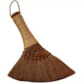 Small Bamboo Palm Hand Broom – Short Handle Desk Dust Brush Hand Broom Babs Light Brown