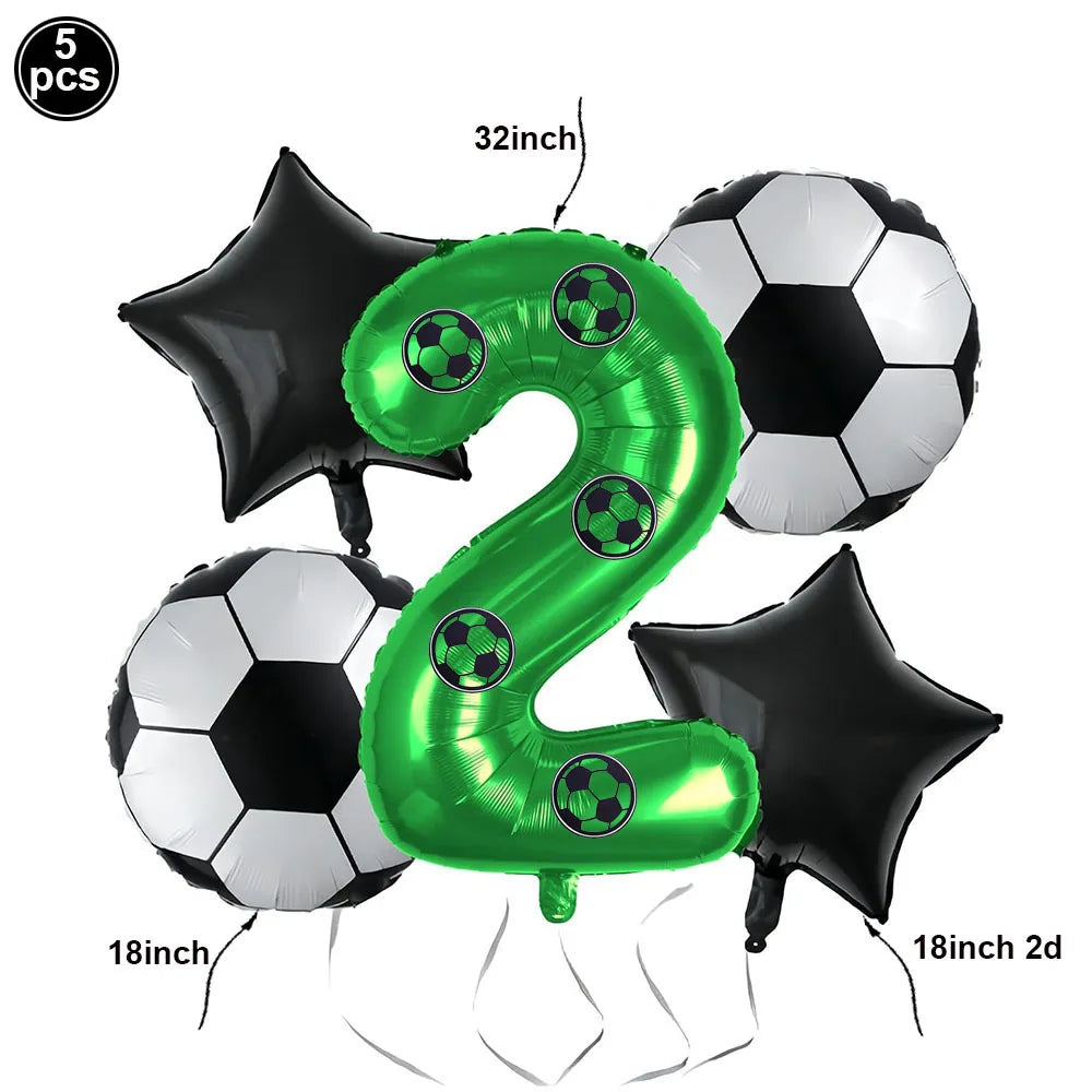 Boy's 8th Birthday Soccer Foil Balloons Party Set
