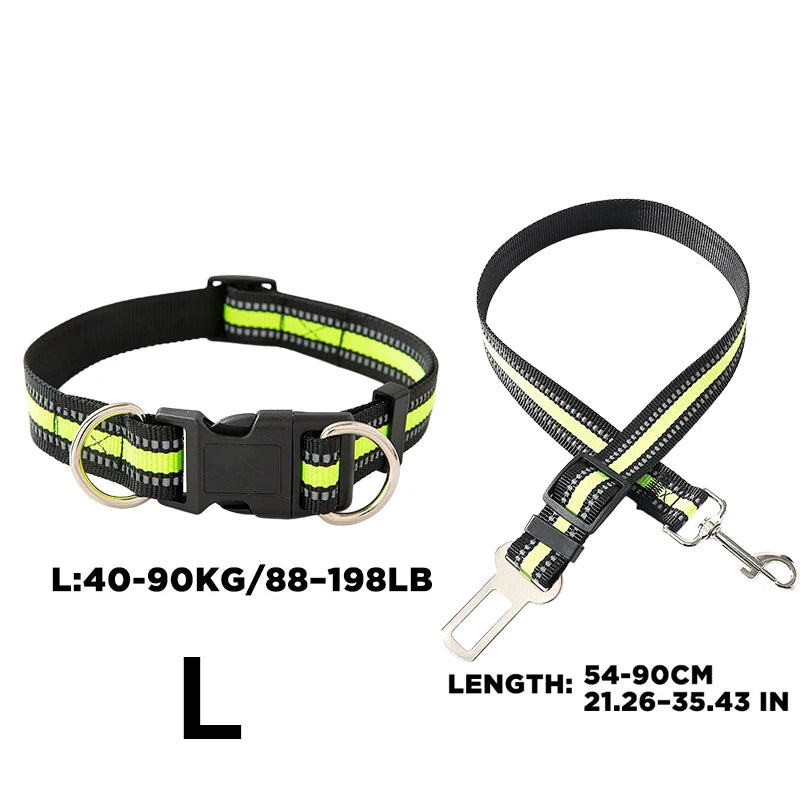 2-in-1 Dog Car Seat Belt & Headrest Harness – Adjustable Nylon Dog Car Harness Babs L-Green