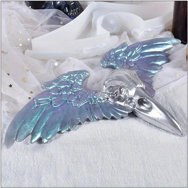 DIY Crow Skull Gothic Silicone Epoxy Resin Mold – Eagle Wings Silicone Resin Mold Babs