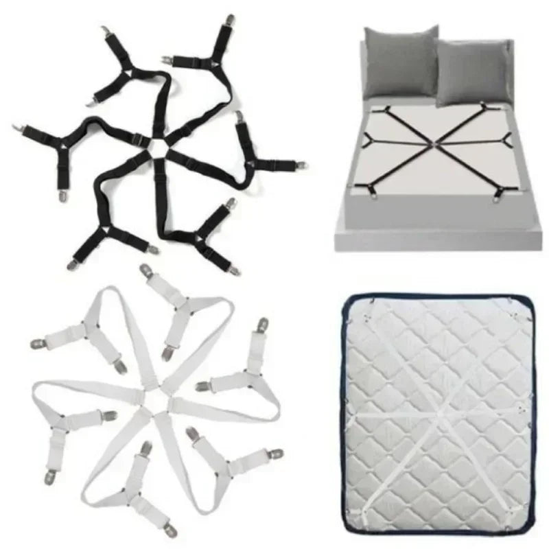 Adjustable Bed Sheet Holder Straps – 12-Clip Fastener Set Bed Sheet Fasteners Babs